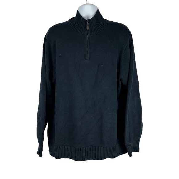 LL Bean Men's Mock Neck 1./4 Zip Pullover Knit Sweater Size XL Blue 100% Cotton - Picture 1 of 7
